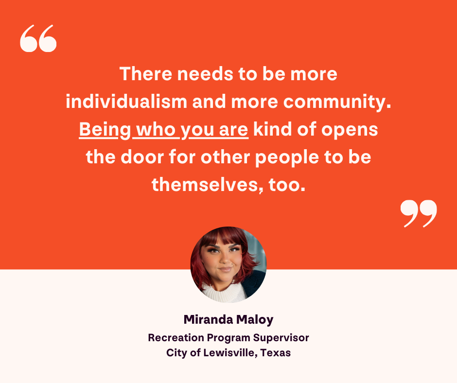 graphic outlining Miranda Maloy's quote about what advice she would give to others from the Parks and Recognize Podcast